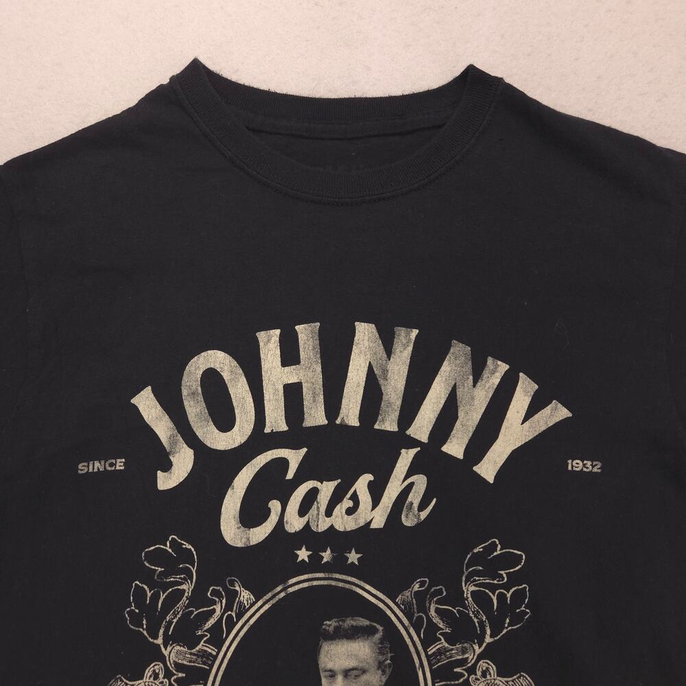 Johnny Cash Band Crew Neck Short Sleeve Graphic Shirt Mens Size S Black 16250